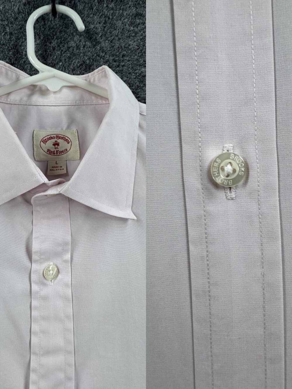 Brooks Brothers Pink Large Cotton Button Up Business Shirt Long Sleeve Solid